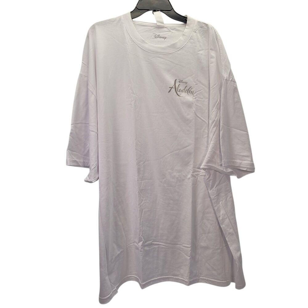 Disney Aladdin Unisex Short Sleeve Pullover T-Shirt White Size 5X-Large
